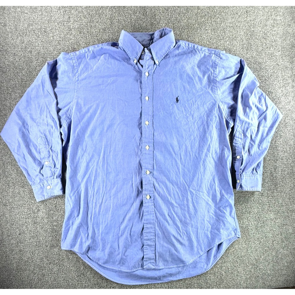 Ralph Lauren Yarmouth Mens 16.5 32/33‎ Blue Oxford Button Down Shirt Cotton Pony
